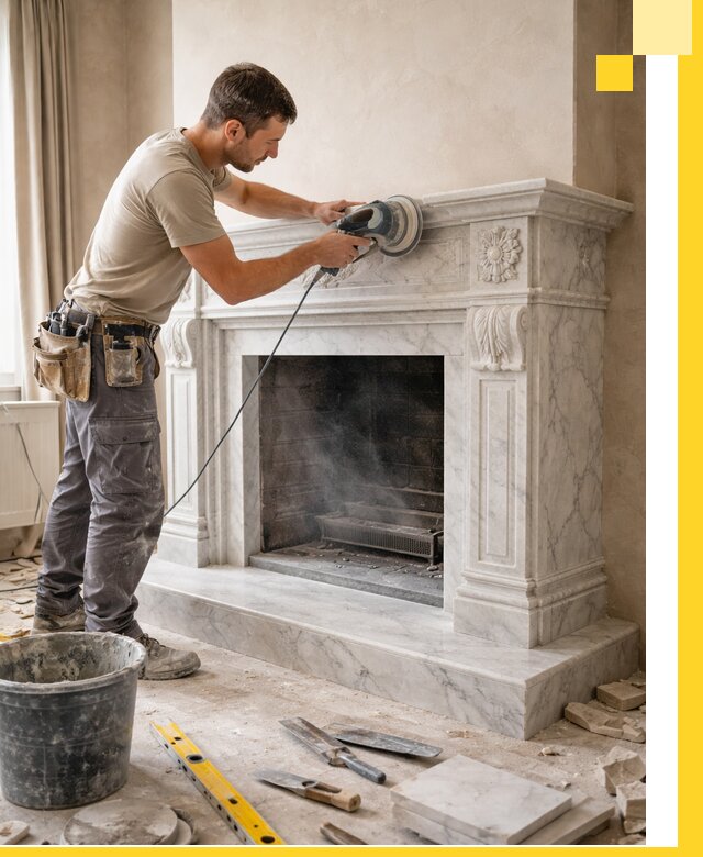 Изготовление и установка мраморных каминов в Городце под ключ