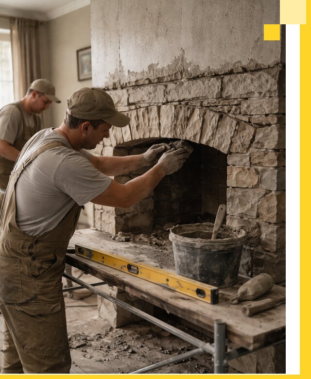 Изготовление каминов под ключ в Городце, монтаж и отделка