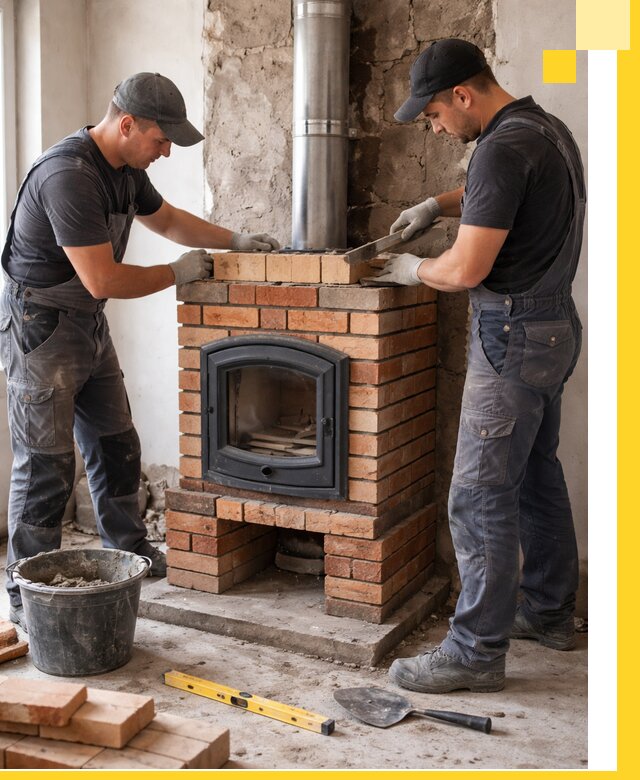 Монтаж печи камина под ключ в Городце с гарантией и пусконаладкой