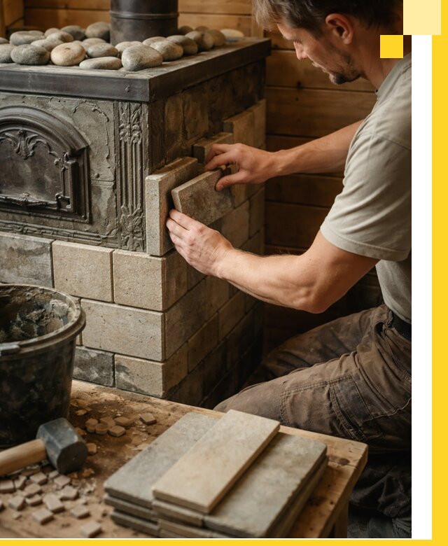 Облицовка банных печей в Городце профессиональная отделка