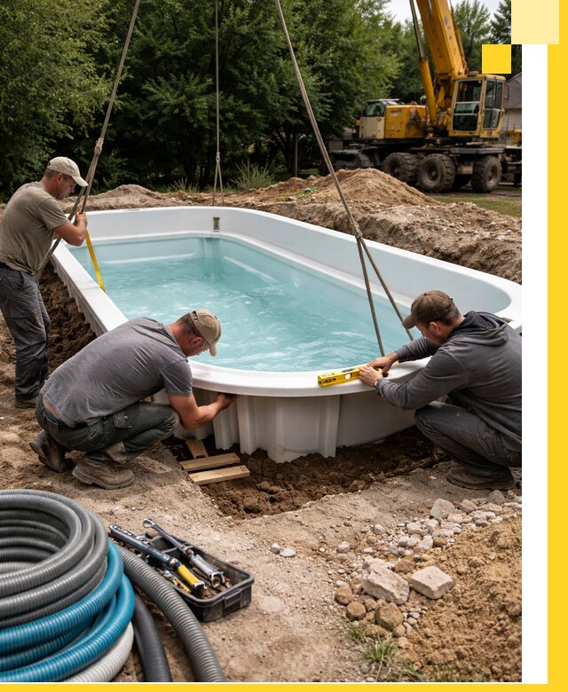 Установка и монтаж композитных бассейнов под ключ в Городце