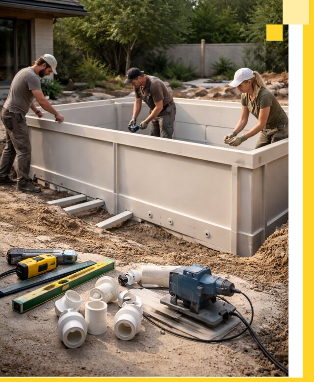 Установка полипропиленовых бассейнов под ключ в Городце