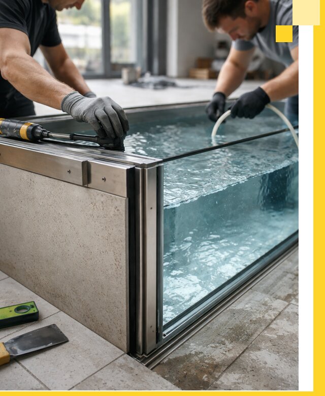 Проектирование и монтаж стеклянных бассейнов в Городце