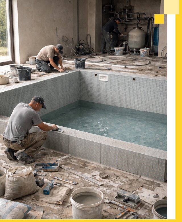 Строительство и монтаж бассейнов в помещении в Городце