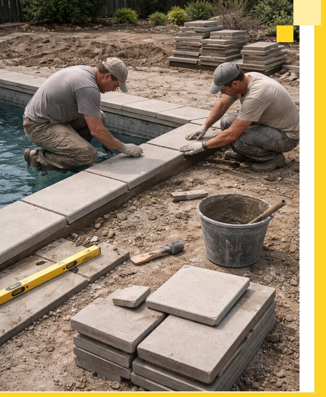 Установка и изготовление копингового камня для бассейнов в Городце