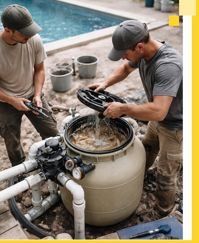 Установка и обслуживание песочных фильтров для бассейнов в Городце