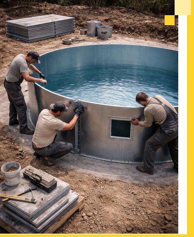 Круглые бассейны под ключ в Городце проектирование и монтаж