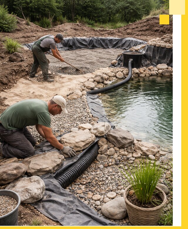 Строительство природных бассейнов и озер в Городце под ключ