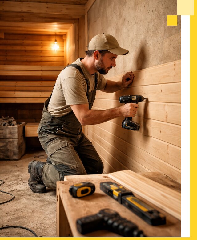 Профессиональная внутренняя отделка бани в Городце под ключ