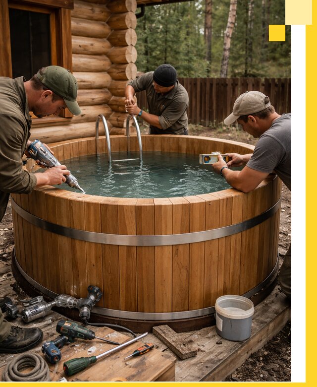 Строительство бань с купелью под ключ и отделкой в Городце