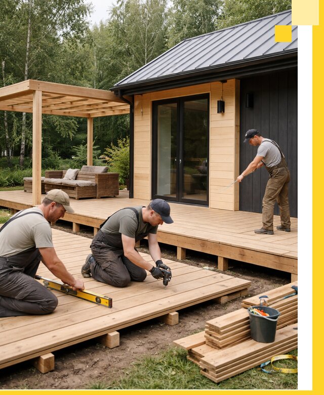 Строительство бань с террасой и бассейном под ключ в Городце