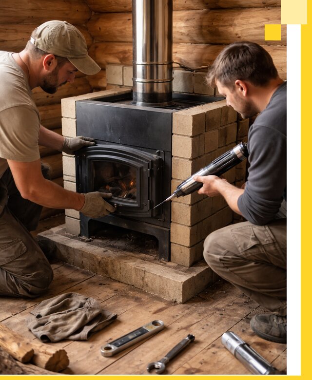 Монтаж и установка печи в бане под ключ с гарантией в Городце