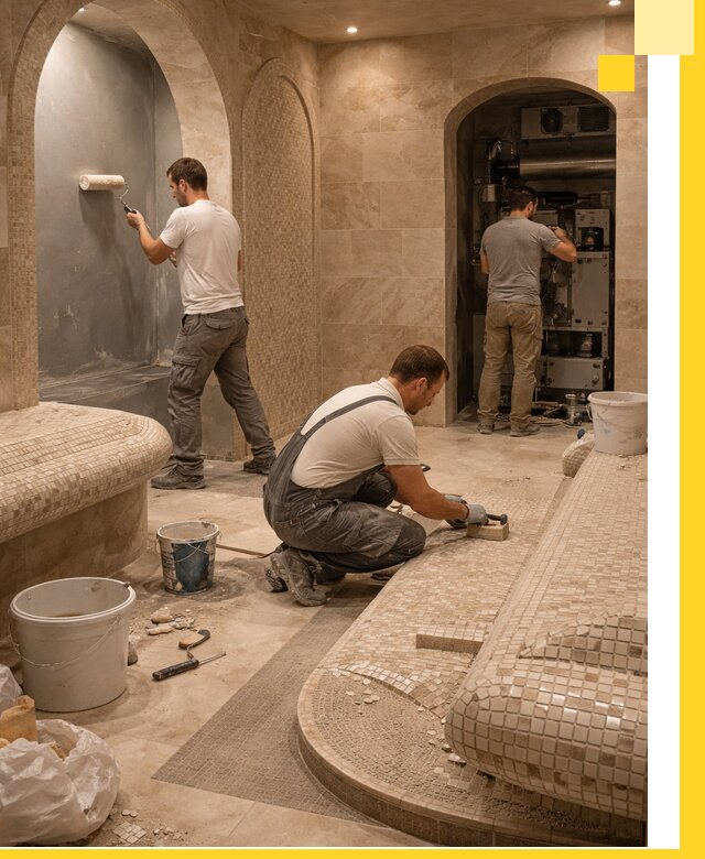 Строительство бани с хамамом и бассейном под ключ в Городце