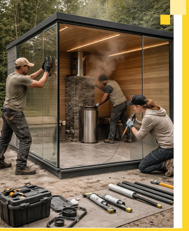 Проектирование и строительство стеклянных бань в Городце