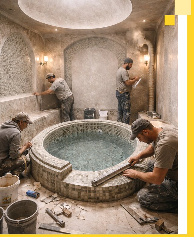 Профессиональное строительство хамама с бассейном в Городце под ключ