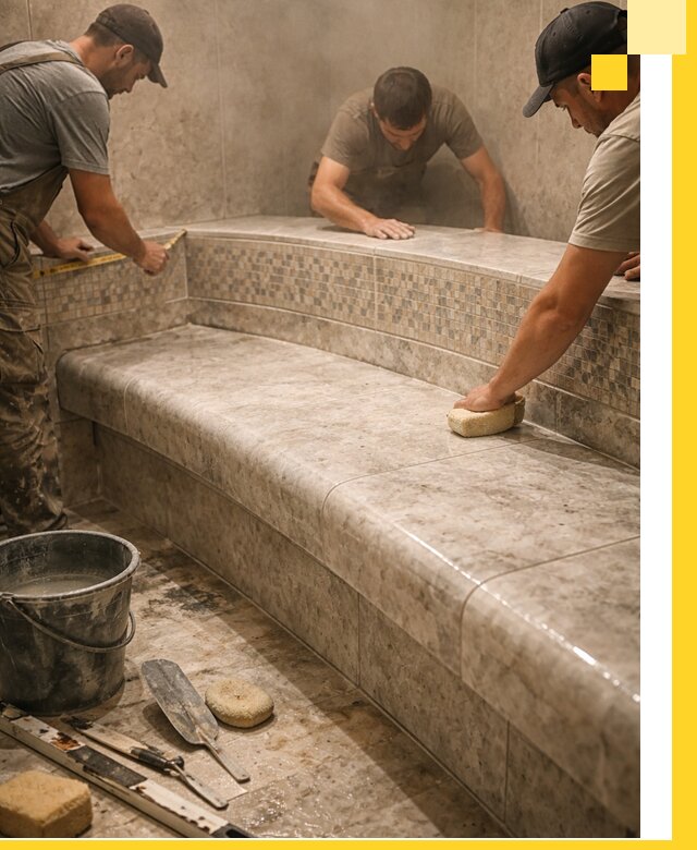 Изготовление и установка сидений для хамама в Городце